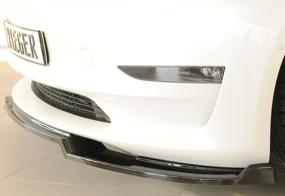Tesla Model 3  (003) Rieger Spoilerschwert für orig. Frontschürze, ABS, schwarz glänzend, 
inkl. Montagezubehör, ABE