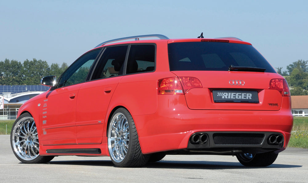 Audi A4 (8E) Typ B6 Rieger Seitenschweller  rechts, mit Schacht, mit Ausschnitt, ABS, Carbon-Look, für Fzg. mit S-Line Exterieur und ohne S-Line Exterieur, 
inkl. Alugitter, Gutachten, Montagezubehör