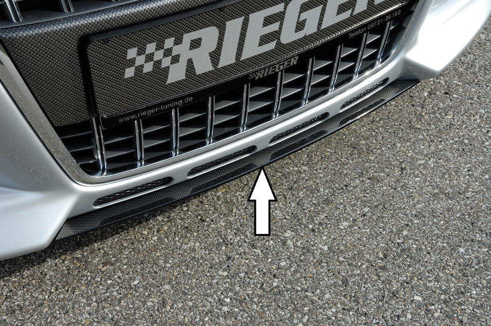 Audi A3 (8P) Rieger Spoilerschwert   für Spoilerstoßstange 56750, 56751 gekantete Version, mittig, für Spoilerstoßstange, ABS, Carbon-Look, 
inkl. Montagezubehör, ABE