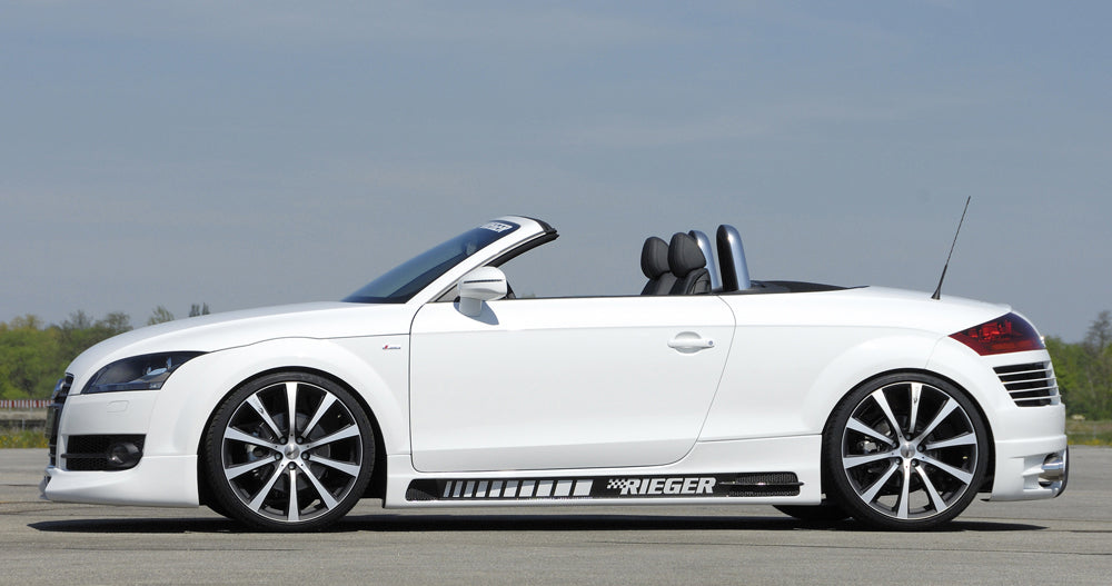Audi TT (8J) Rieger Heckschürze    für Doppelendrohr li. u. re., ABS, Carbon-Look, für Fzg. mit S-Line Exterieur und ohne S-Line Exterieur, 
inkl. Alugitter, Montagezubehör