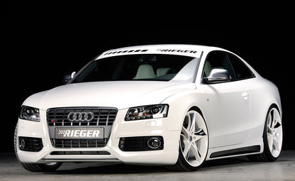 Audi A5 (B8/B81) Rieger Seitenschweller  links, mit Schacht, mit Ausschnitt, ABS, Carbon-Look, für Fzg. mit S-Line Exterieur und ohne S-Line Exterieur, 
inkl. Montagezubehör, Alugitter, Gutachten