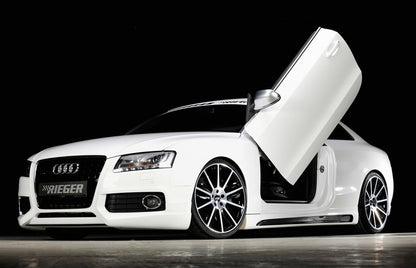 Audi A5 (B8/B81) Rieger Seitenschweller  links, mit Schacht, mit Ausschnitt, ABS, Carbon-Look, für Fzg. mit S-Line Exterieur und ohne S-Line Exterieur, 
inkl. Montagezubehör, Alugitter, Gutachten