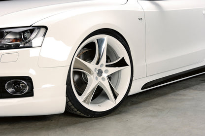 Audi A5 (B8/B81) Rieger Seitenschweller  links, mit Schacht, mit Ausschnitt, ABS, Carbon-Look, für Fzg. mit S-Line Exterieur und ohne S-Line Exterieur, 
inkl. Montagezubehör, Alugitter, Gutachten