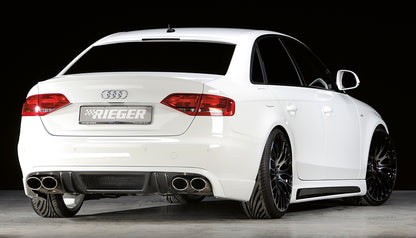 Audi A4 (B8/B81) Rieger Heckschürzenansatz  für Doppelendrohr li. u. re., (4x115x85mm oval), ABS, Carbon-Look, für Fzg. ohne S-Line Exterieur, 
inkl. Montagezubehör, Alugitter, Gutachten