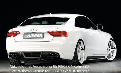Audi A5 (B8/B81) Rieger Heckschürzenansatz  für orig. Endrohr li. u. re., ABS, Carbon-Look, für Fzg. mit S-Line Exterieur, 
inkl. Alugitter, Montagezubehör, Gutachten