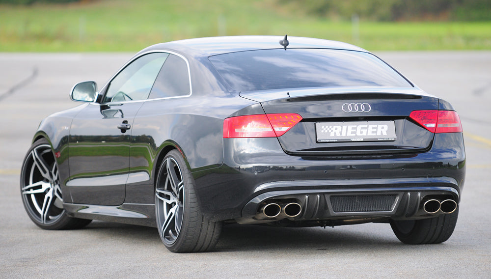 Audi A5 (B8/B81) Rieger Heckeinsatz  für Doppelendrohr li. u. re., (4x115x85mm oval), ABS, Carbon-Look, für Fzg. mit S-Line Exterieur, 
inkl. Montagezubehör, Alugitter, Gutachten