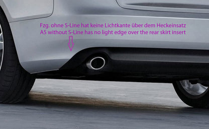 Audi A5 (B8/B81) Rieger Heckeinsatz  für Doppelendrohr li. u. re., (4x115x85mm oval), ABS, Carbon-Look, für Fzg. mit S-Line Exterieur, 
inkl. Montagezubehör, Alugitter, Gutachten
