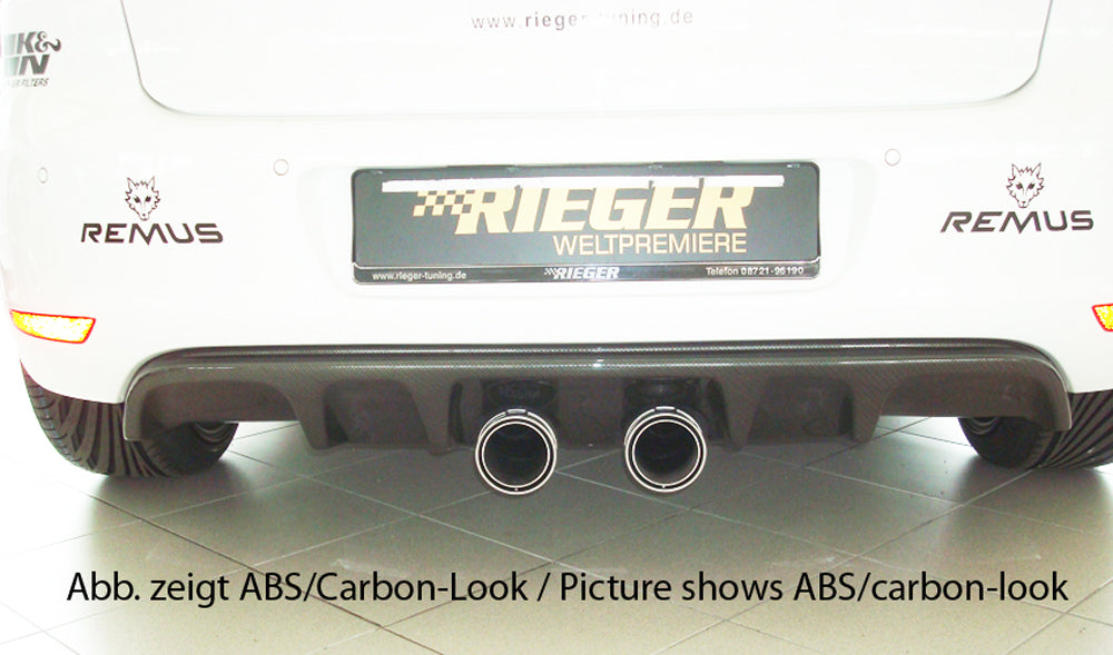 VW Golf 6 Rieger Heckeinsatz  für Doppelendrohr mittig, ABS, Carbon-Look, 
inkl. Montagezubehör, Gutachten