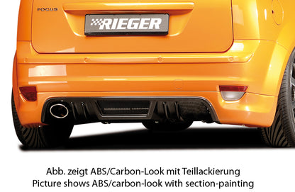 Ford Focus 2 Rieger Heckschürzenansatz  für Endrohr li., ABS, Carbon-Look, 
inkl. Montagezubehör, Alugitter, Gutachten