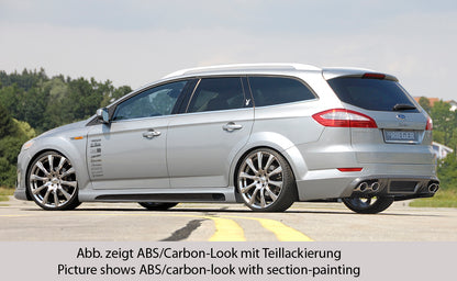 Ford Mondeo (BA7) Rieger Seitenschweller SG-Design  links, mit Ausschnitt, mit Schacht, ABS, Carbon-Look, 
inkl. Montagezubehör, Alugitter, Gutachten