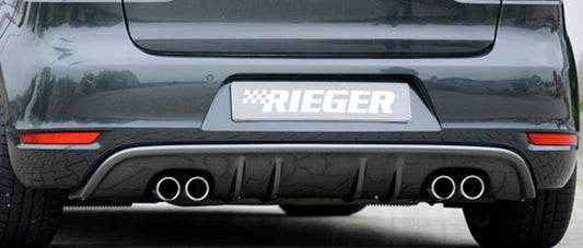 VW Golf 6 Rieger Heckeinsatz mit 2 Doppelfinnen  für Doppelendrohr li. u. re., ABS, Carbon-Look, 
inkl. Montagezubehör, Gutachten