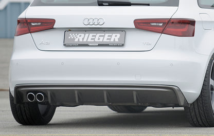 Audi A3 (8V) Rieger Heckeinsatz  für Doppelendrohr li., ABS, Carbon-Look, für Fzg. ohne S-Line Exterieur, 
inkl. Montagezubehör, Gutachten