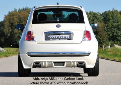 Fiat 500 (312) Rieger Heckschürzenansatz  für Sportendrohr li. u. re., ABS, Carbon-Look, 
inkl. Montagezubehör, Alugitter, Gutachten