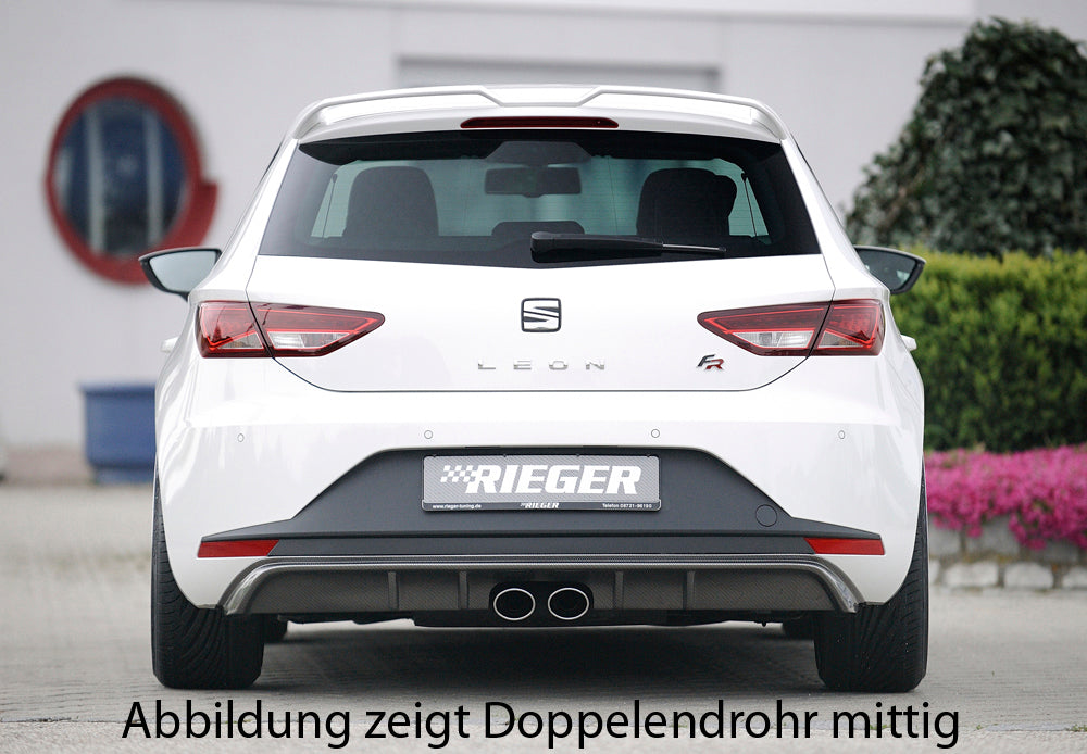 Seat Leon FR (5F) Rieger Heckeinsatz  für Doppelendrohr li. u. re., ABS, Carbon-Look, 
inkl. Montagezubehör, Gutachten