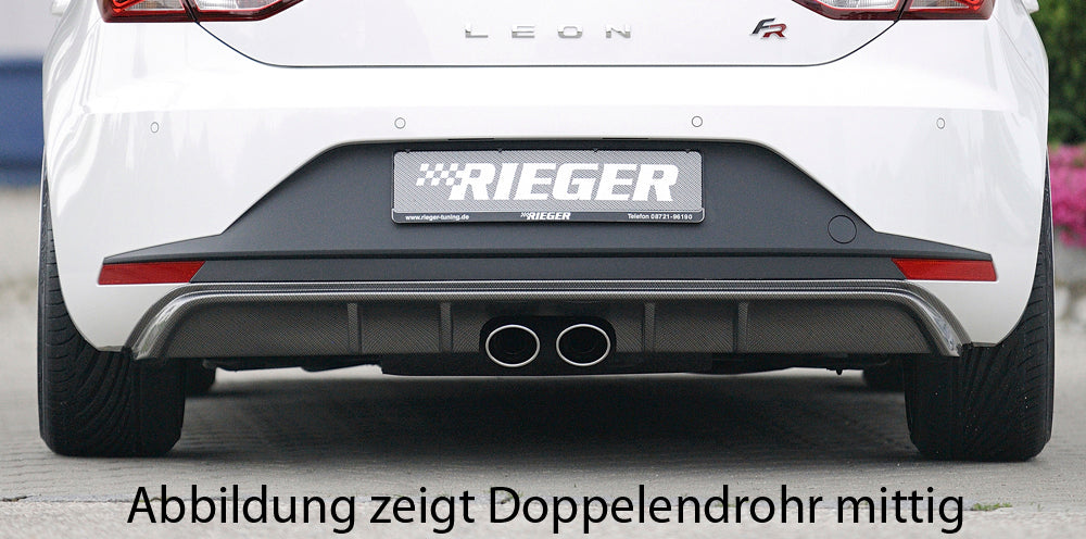 Seat Leon FR (5F) Rieger Heckeinsatz  für Doppelendrohr li. u. re., ABS, Carbon-Look, 
inkl. Montagezubehör, Gutachten