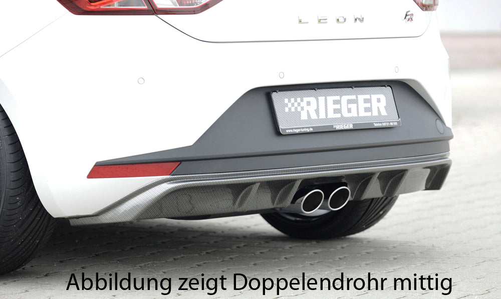 Seat Leon FR (5F) Rieger Heckeinsatz  für Doppelendrohr li. u. re., ABS, Carbon-Look, 
inkl. Montagezubehör, Gutachten