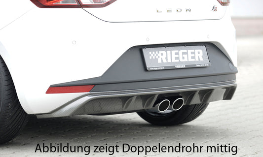 Seat Leon FR (5F) Rieger Heckeinsatz  für Doppelendrohr li. u. re., ABS, Carbon-Look, 
inkl. Montagezubehör, Gutachten