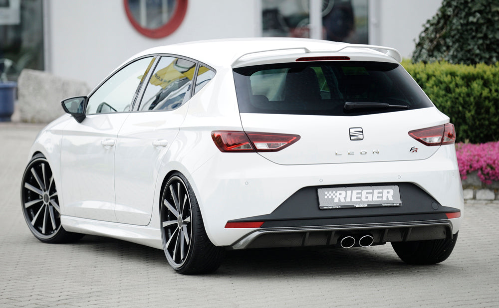 Seat Leon FR (5F) Rieger Heckeinsatz  für Doppelendrohr mittig, ABS, Carbon-Look, 
inkl. Montagezubehör, Gutachten