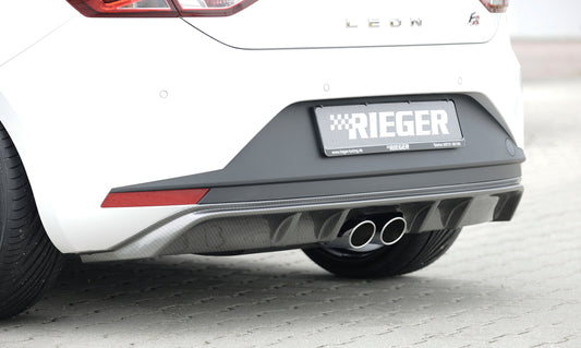 Seat Leon FR (5F) Rieger Heckeinsatz  für Doppelendrohr mittig, ABS, Carbon-Look, 
inkl. Montagezubehör, Gutachten