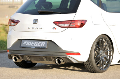Seat Leon FR (5F) Rieger Heckeinsatz  für Sportendrohr li. u. re., (100mm ø), ABS, Carbon-Look, 
inkl. Montagezubehör, Gutachten