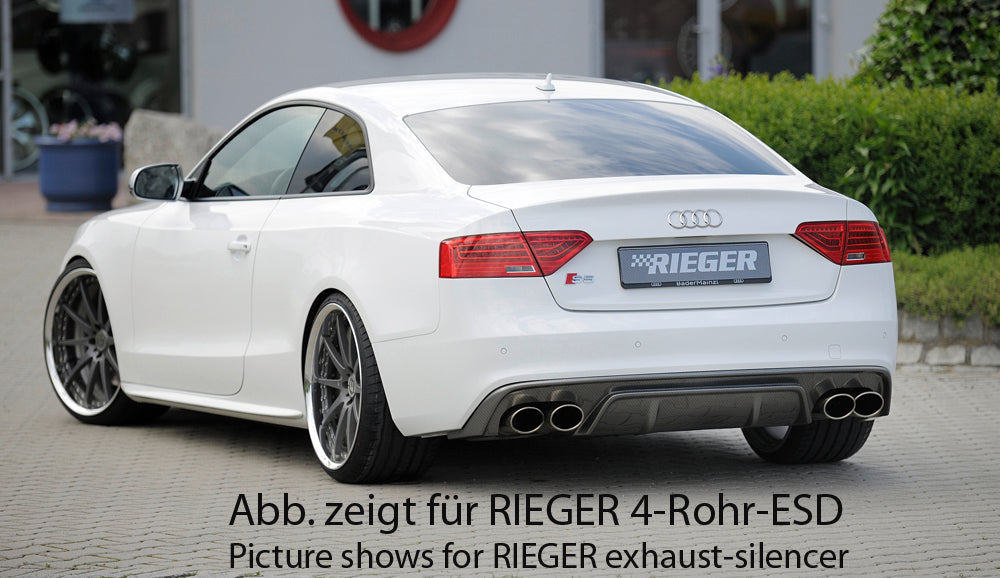 Audi A5 (B8/B81) Rieger Heckeinsatz  für orig. Endrohr li. u. re., ABS, Carbon-Look, für Fzg. mit S-Line Exterieur, 
inkl. Montagezubehör, Gutachten