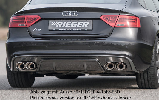 Audi A5 (B8/B81) Rieger Heckeinsatz  für orig. Doppelendrohr li, ABS, Carbon-Look, für Fzg. mit S-Line Exterieur, 
inkl. Montagezubehör, Gutachten