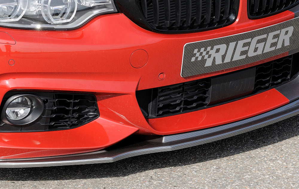 BMW 4er F32  (3C) Rieger Spoilerschwert für orig. M-Paket-Frontschürze gerade Version, für orig. Frontschürze, ABS, Carbon-Look, für Fzg. mit M-Technik, 
inkl. ABE, Montagezubehör