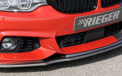 BMW 4er F32  (3C) Rieger Spoilerschwert für orig. M-Paket-Frontschürze gerade Version, für orig. Frontschürze, ABS, Carbon-Look, für Fzg. mit M-Technik, 
inkl. ABE, Montagezubehör