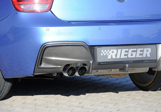 BMW 1er F20  (1K4) Rieger Heckeinsatz nur für M-Paket-Heckschürze für orig. Doppelendrohr li, ABS, Carbon-Look, für Fzg. mit M-Technik, 
inkl. Montagezubehör, Gutachten