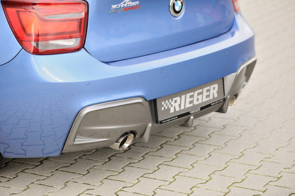 BMW 1er F20  (1K4) Rieger Heckeinsatz nur für M-Paket-Heckschürze, nur 135i für orig. Endrohr li. u. re., ABS, Carbon-Look, für Fzg. mit M-Technik, 
inkl. Montagezubehör, Gutachten