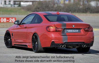 BMW 4er F32  (3C) Rieger Seitenschweller    links, mit Schacht, mit Ausschnitt, ABS, Carbon-Look, 
inkl. Montagezubehör, Alugitter, Gutachten