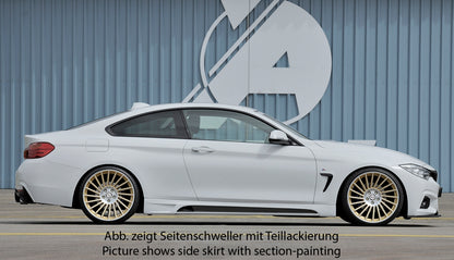 BMW 4er F32  (3C) Rieger Seitenschweller    rechts, mit Schacht, mit Ausschnitt, ABS, Carbon-Look, 
inkl. Montagezubehör, Alugitter, Gutachten