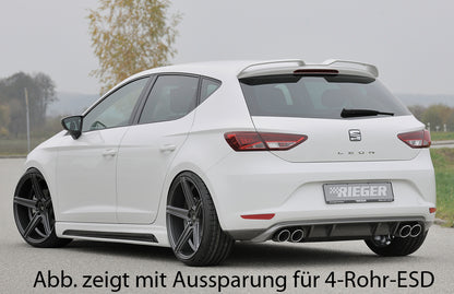 Seat Leon (5F) Rieger Heckschürzenansatz  für Doppelendrohr li., ABS, Carbon-Look, 
inkl. Montagezubehör, Gutachten