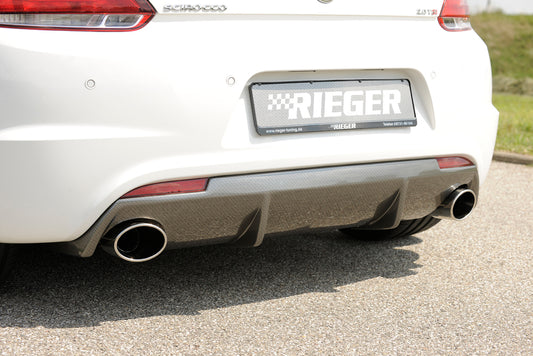 VW Scirocco 3 (13) Rieger Heckeinsatz für R-Line Heckschürze  für Sportendrohr li. u. re., (126x94mm oval), ABS, Carbon-Look, für Fzg. mit R-Line Exterieur, 
inkl. Montagezubehör, Gutachten