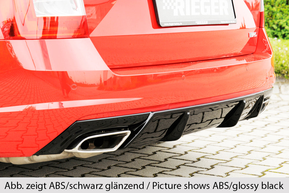 Skoda Octavia RS (5E) Rieger Heckeinsatz bei Bestellung bitte genaue Motorisierung angeben! für orig. Endrohrblende li. u. re., ABS, Carbon-Look, 
inkl. Montagezubehör, Gutachten