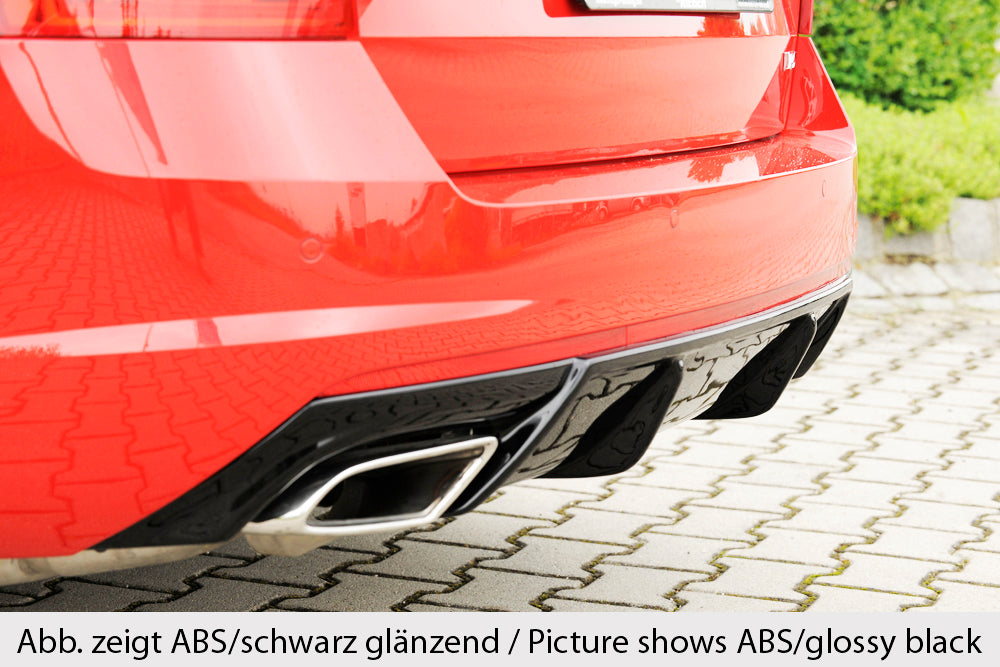 Skoda Octavia RS (5E) Rieger Heckeinsatz bei Bestellung bitte genaue Motorisierung angeben! für orig. Endrohrblende li. u. re., ABS, Carbon-Look, 
inkl. Montagezubehör, Gutachten