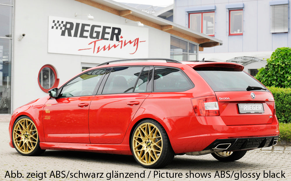 Skoda Octavia RS (5E) Rieger Heckeinsatz bei Bestellung bitte genaue Motorisierung angeben! für orig. Endrohrblende li. u. re., ABS, Carbon-Look, 
inkl. Montagezubehör, Gutachten