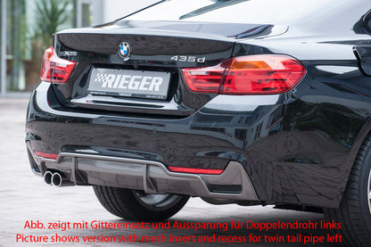 BMW 4er F32  (3C) Rieger Heckeinsatz nur für M-Paket-Heckschürze für orig. Endrohr li., ABS, Carbon-Look, für Fzg. mit M-Technik, 
inkl. Montagezubehör, Gutachten