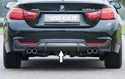 BMW 4er F32  (3C) Rieger Heckeinsatz nur für M-Paket-Heckschürze mit Gittereinsatz li./re., für Doppelendrohr li. u. re., (4x76mm ø), ABS, Carbon-Look, für Fzg. mit M-Technik, 
inkl. Alugitter, Montagezubehör, Gutachten