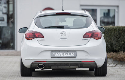 Opel Astra J Rieger Heckeinsatz  für Sportendrohr li., (140x90mm oval), ABS, Carbon-Look, 
inkl. Montagezubehör, Gutachten