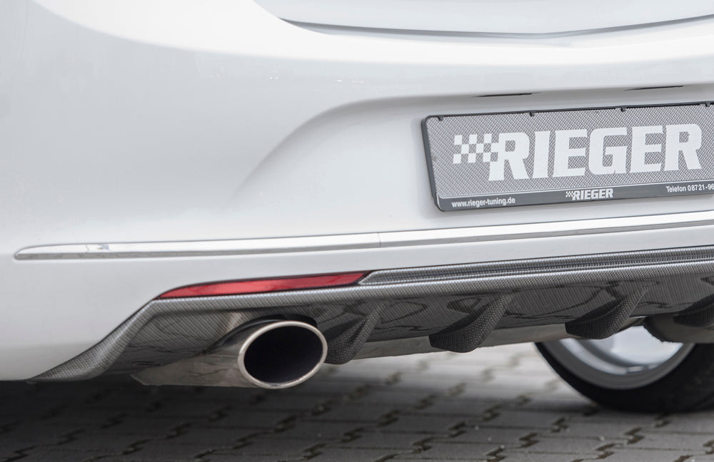 Opel Astra J Rieger Heckeinsatz  für Sportendrohr li., (140x90mm oval), ABS, Carbon-Look, 
inkl. Montagezubehör, Gutachten