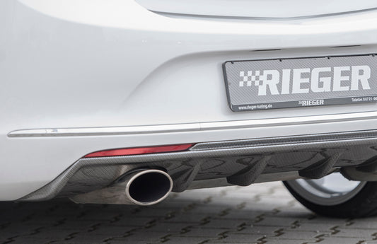 Opel Astra J Rieger Heckeinsatz  für Sportendrohr li., (140x90mm oval), ABS, Carbon-Look, 
inkl. Montagezubehör, Gutachten