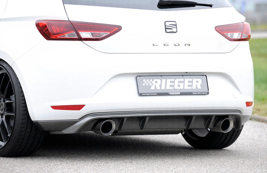 Seat Leon (5F) Rieger Heckschürzenansatz  für Sportendrohr li. u. re., (100mm ø), ABS, Carbon-Look, 
inkl. Montagezubehör, Gutachten