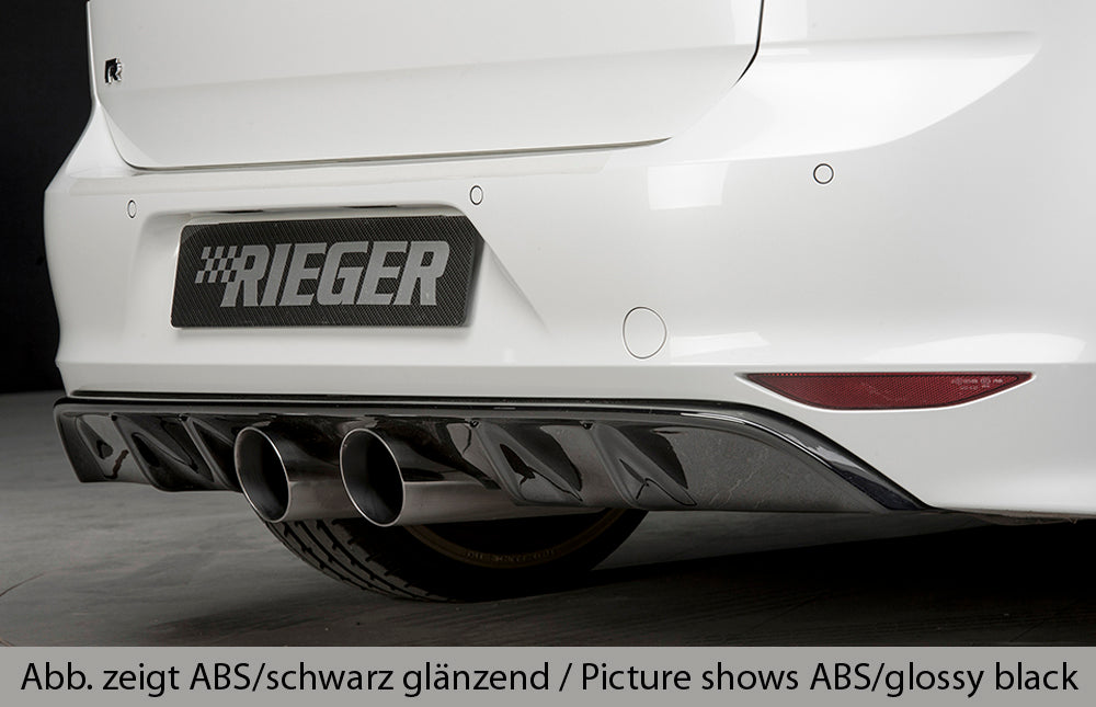 VW Golf 7 R Rieger Heckeinsatz  für Doppelendrohr mittig, (2x100mm ø), ABS, Carbon-Look, 
inkl. Montagezubehör, Gutachten