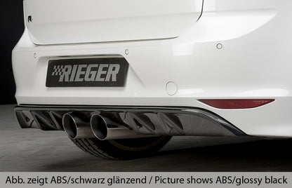 VW Golf 7 R Rieger Heckeinsatz  für Doppelendrohr mittig, (2x100mm ø), ABS, Carbon-Look, 
inkl. Montagezubehör, Gutachten