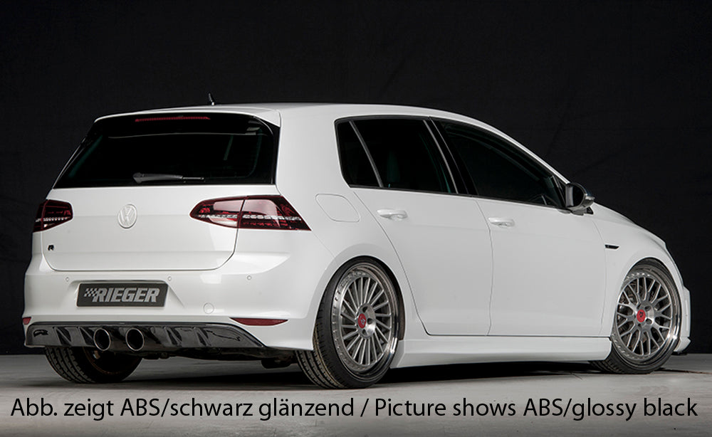 VW Golf 7 R Rieger Heckeinsatz  für Doppelendrohr mittig, (2x100mm ø), ABS, Carbon-Look, 
inkl. Montagezubehör, Gutachten