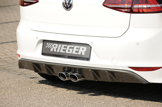 VW Golf 7 Rieger Heckeinsatz für Remus-ESD  00322578 (ohne Gutachten) für Doppelendrohr mittig, (2x93x74mm oval), ABS, Carbon-Look, für Fzg. mit R-Line Exterieur