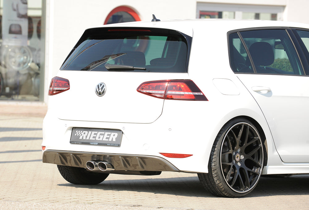 VW Golf 7 Rieger Heckeinsatz für Remus-ESD  00322578 (ohne Gutachten) für Doppelendrohr mittig, (2x93x74mm oval), ABS, Carbon-Look, für Fzg. mit R-Line Exterieur