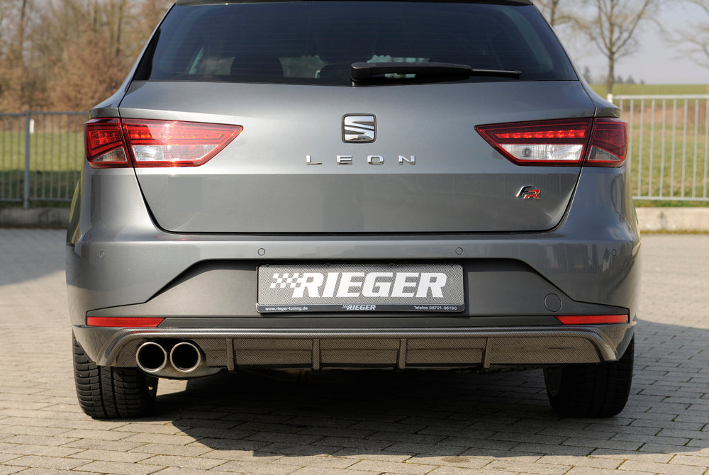 Seat Leon FR (5F) Rieger Heckeinsatz  für Doppelendrohr li., ABS, Carbon-Look, 
inkl. Montagezubehör, Gutachten