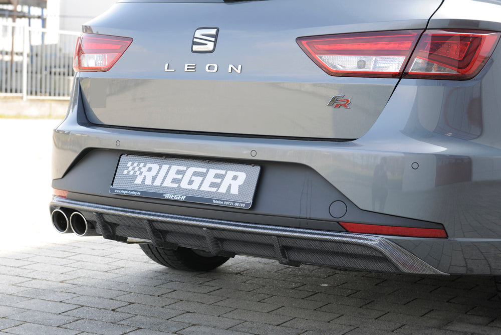 Seat Leon FR (5F) Rieger Heckeinsatz  für Doppelendrohr li., ABS, Carbon-Look, 
inkl. Montagezubehör, Gutachten